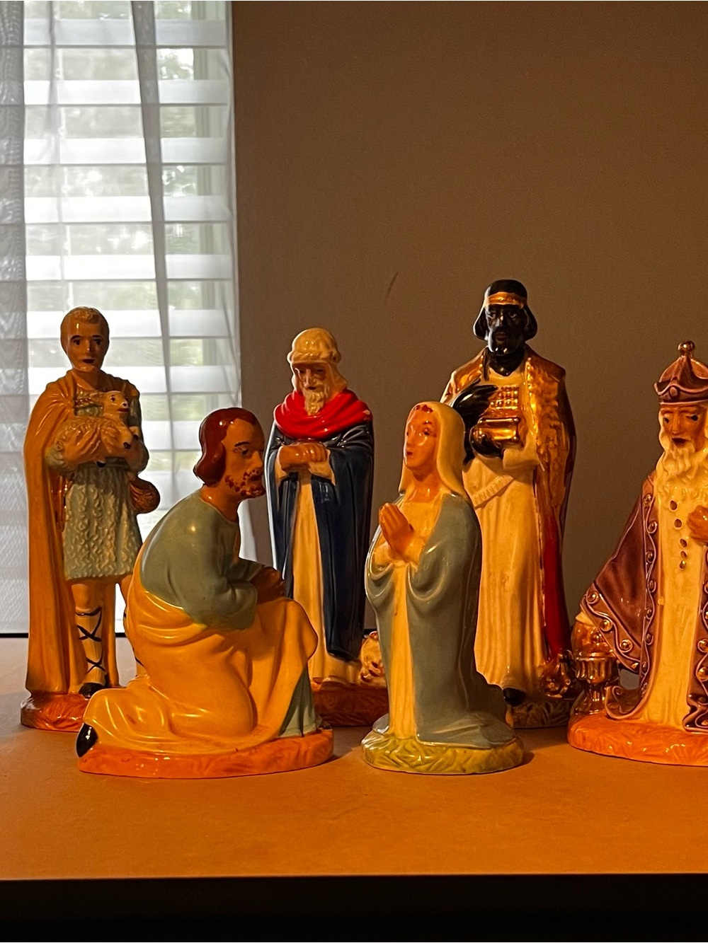 Multicolor Hand-Painted Ceramic Nativity Figurine Set